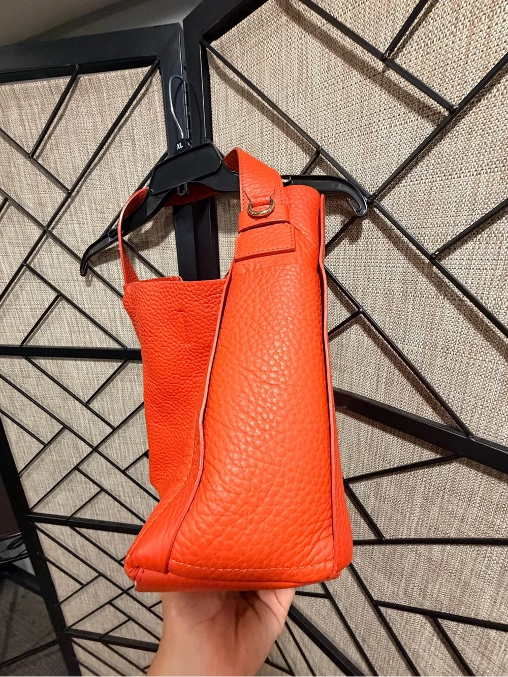 Furla Vibrant Blood Orange Pebbled Leather Hobo Bag - *LIKE NEW*
